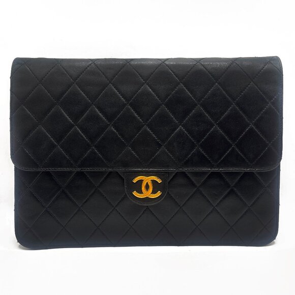 CHANEL 24K Timeless Classic Vintage Small Single Flap Bag Chain Purse Black - Picture 10 of 16